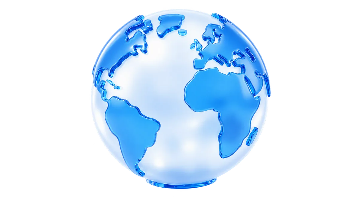 A glass globe turning slowly